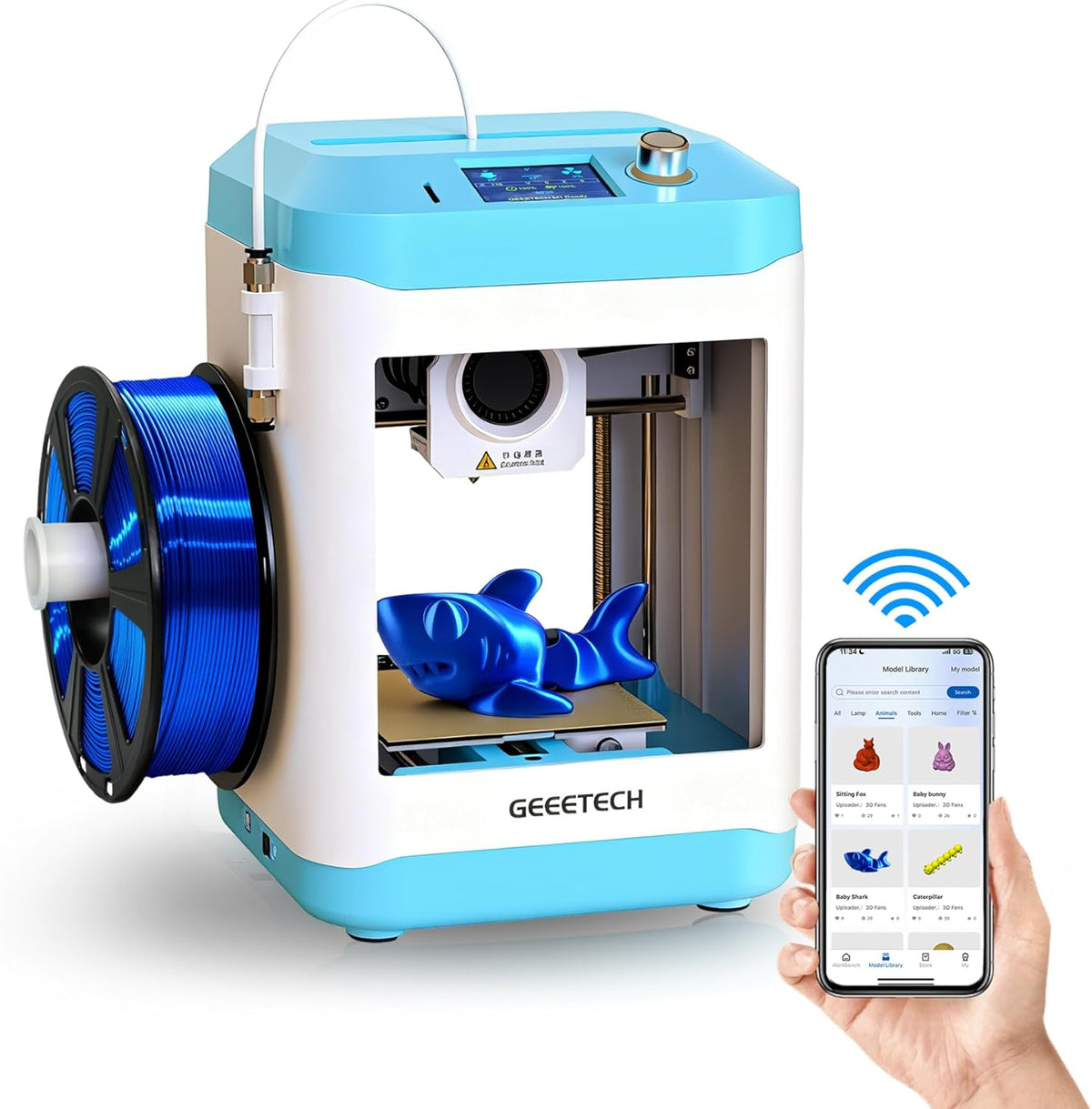 GEEETECH M1S Impresora 3D con WiFi - Velocidad máxima 250 mm-s - Extrusor directo de doble husillo - Control inteligente para principiantes y proyectos domésticos