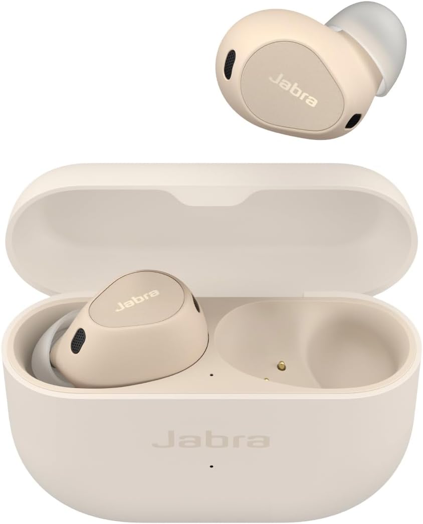 Auriculares Jabra Elite 10 - intraurales Bluetooth en blanco crema - cancelación activa avanzada y Dolby Atmos - seis micrófonos integrados sin conector
