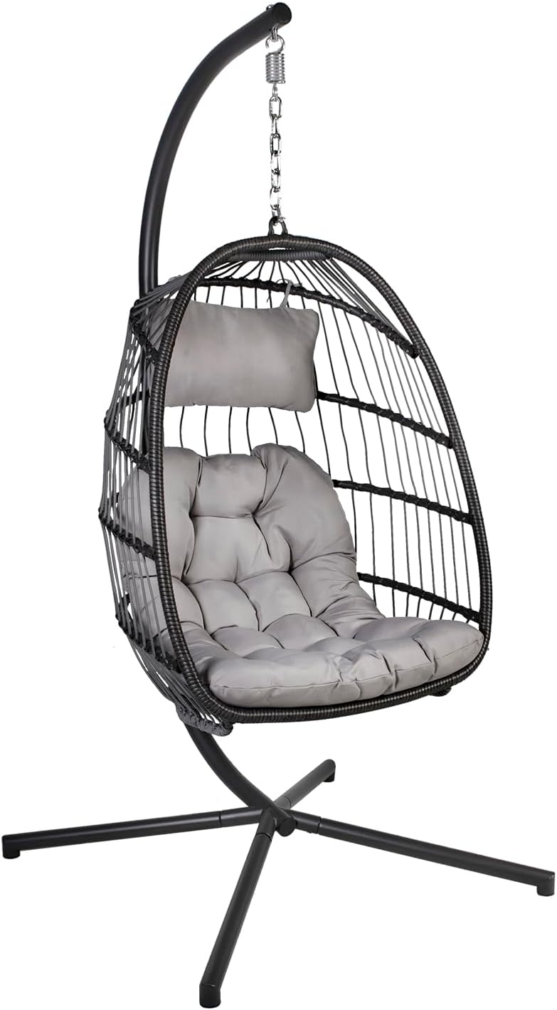 YOYO Silla Colgante Gris - Sillón Suspendido Individual para Interior y Exterior - Asiento de Jardín con Diseño Cómodo