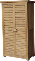 Gardiun KNH1105 Emmy Armario de jardín - Madera natural 87 x 46 x 160 cm - Estructura impermeable para exterior - Diseño vertical compacto para herramientas
