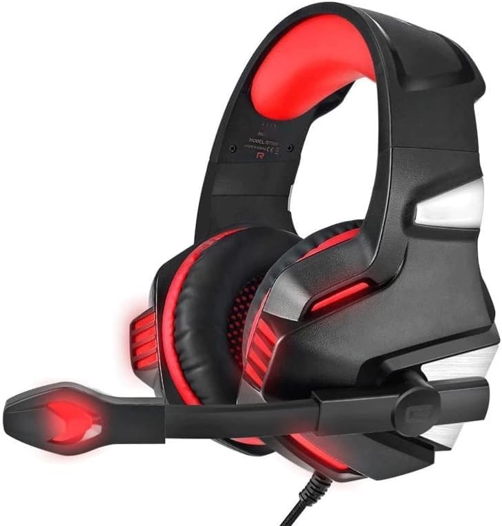 HOUDISAM auriculares gaming con micrófono - Diseño rojo para ordenador - Peso de 50 g y una unidad incluida - Accesorio de audio para juegos de PC