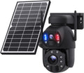 Cámara solar de seguridad de 6 MP - imagen 2K con doble lente y zoom de 20 aumentos - WiFi de 2,4 GHz y visión nocturna - audio bidireccional con almacenamiento SD y nube