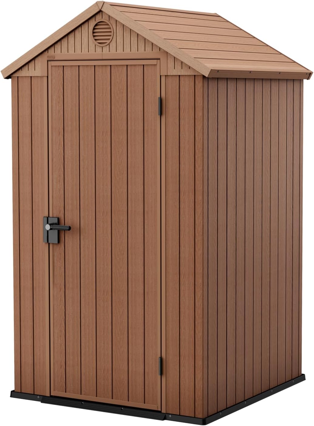 Keter Darwin 4x4 Caseta de Jardín de Resina Efecto Madera Marrón - Cobertizo Exterior 1,4 m2 - Almacenamiento Resistente al Agua