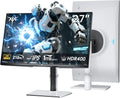 KTC monitor gaming 2K blanco - Pantalla Fast IPS de 27 pulgadas y hasta 210 Hz - Respuesta de 1 ms y HDR400 - Altavoces integrados y soporte ajustable