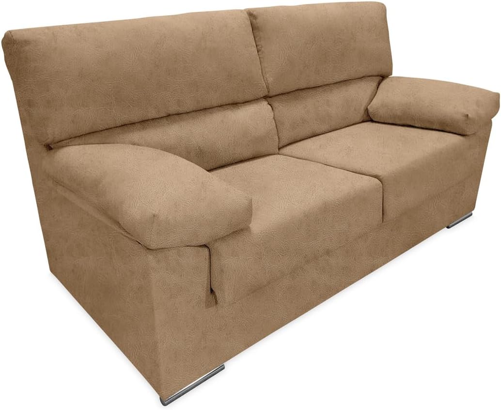 Homey Armin sofá 3 plazas - Tapizado Magnol en acabado piedra - Diseño moderno para salón y sala de estar - 180 x 81 x 99 cm con carga máxima de 240 kg