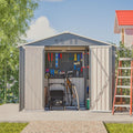 Cobertizo de Jardín Exterior Metálico Gris - Caseta de Almacenamiento con Techo Inclinado - Puerta Ventilación y Armario Exterior para Terraza