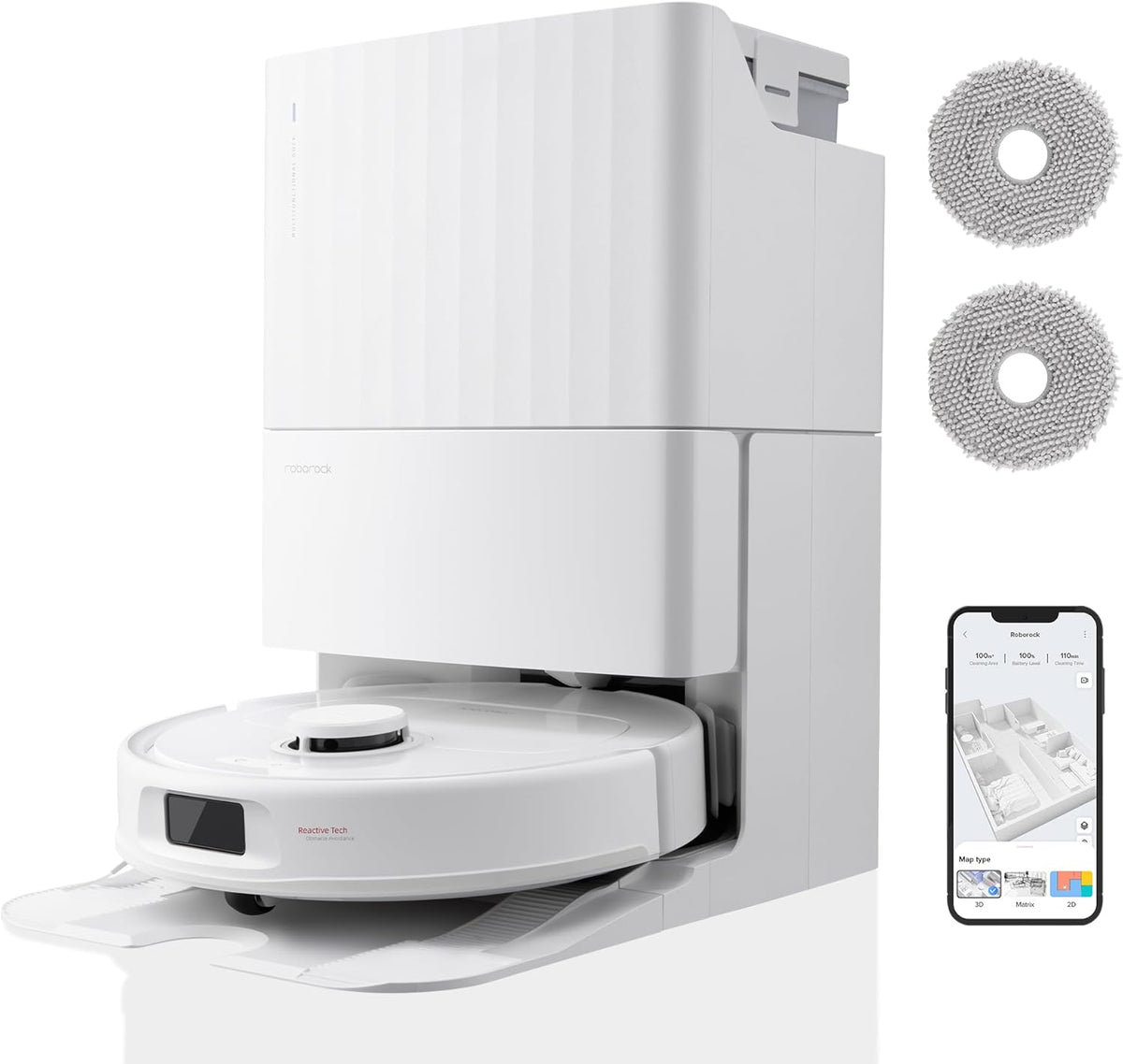 Roborock Qrevo S Set Robot aspirador y friegasuelos - HyperForce 7000 Pa con PreciSense LiDAR - Base multifunción y autovaciado - Control inteligente con 2 paños de limpieza
