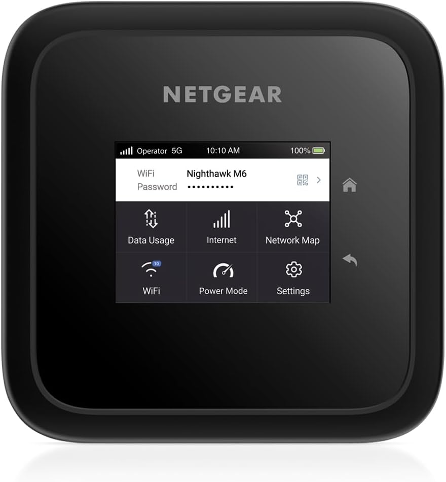 Router móvil NETGEAR Nighthawk M6 MR6150 - conexión 5G y WiFi 6 hasta 2,5 Gbps - comparte Internet con 32 dispositivos - desbloqueado con roaming internacional