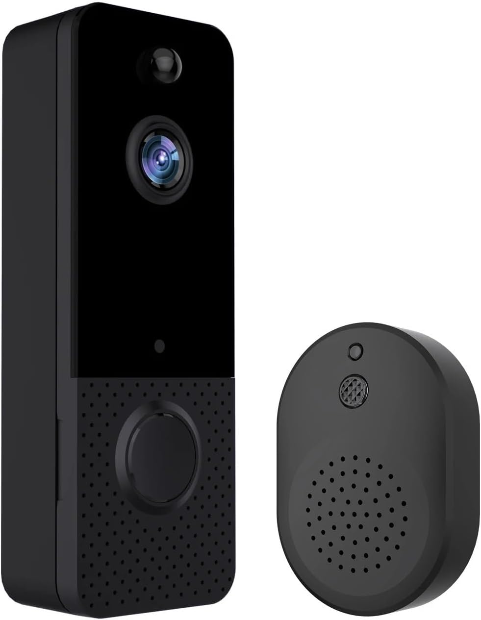 OPTEPYOE timbre con vídeo - Resolución HD 720p para control de visitas - Batería de bajo consumo - Diseño negro con Bluetooth y cable de carga