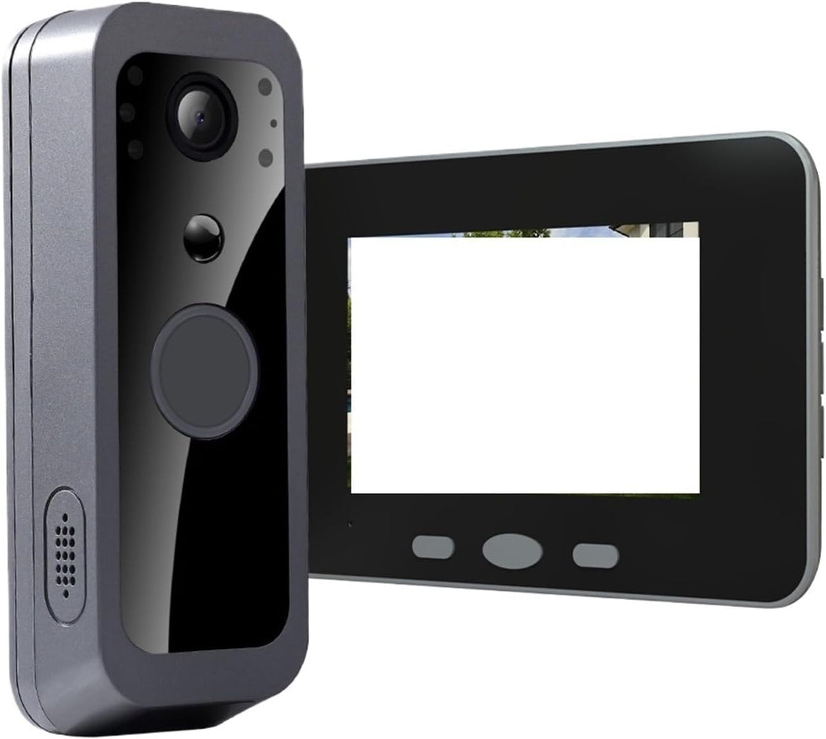 Timbre exterior OPTEPYOE - funcionamiento mediante pilas - pantalla de 4 pulgadas para control de puerta - cámara de 1024p con almacenamiento de 128 GB