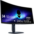 Alienware AW3425DW monitor gaming - Pantalla curva QD OLED WQHD de 34 pulgadas y 240 Hz - Respuesta de 0.03 ms con HDR True Black 400 - G Sync FreeSync y USB C