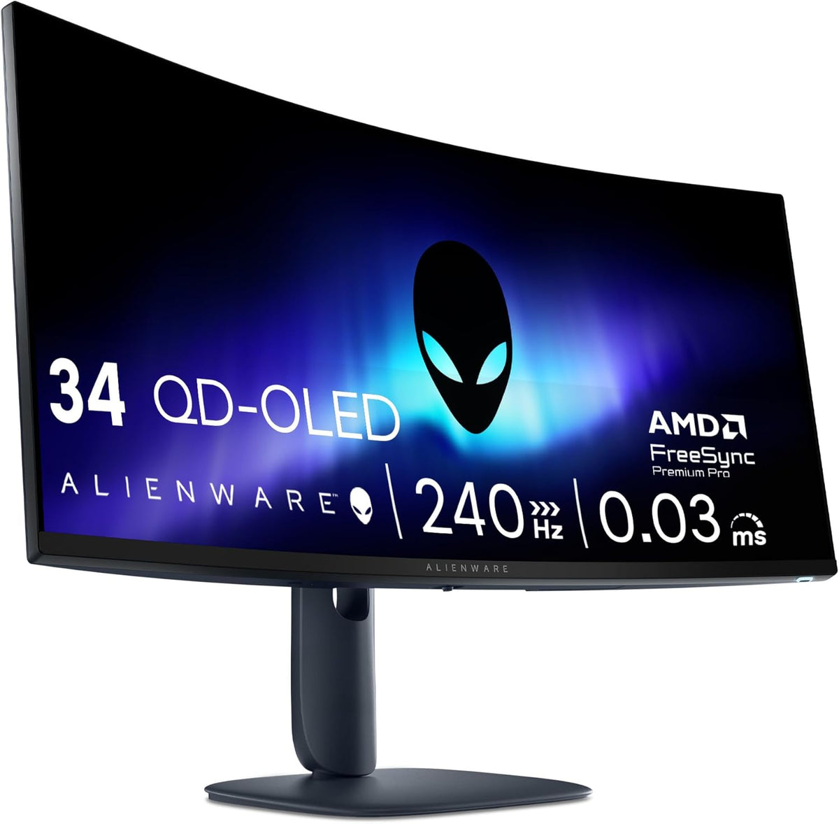 Alienware AW3425DW monitor gaming - Pantalla curva QD OLED WQHD de 34 pulgadas y 240 Hz - Respuesta de 0.03 ms con HDR True Black 400 - G Sync FreeSync y USB C