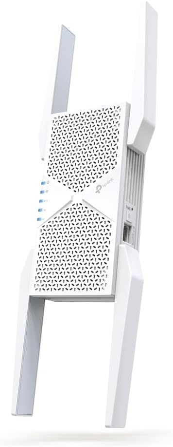 TP-Link RE655BE repetidor WiFi 7 - BE9300 tribanda con banda de 6 GHz - Puerto LAN 2.5 Gigabit y EasyMesh - Cuatro antenas externas en color blanco