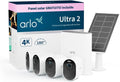 Arlo Ultra 2 kit de 4 cámaras de vigilancia - Vídeo 4K con visión nocturna en color - Batería y panel solar para exterior - WiFi con audio bidireccional