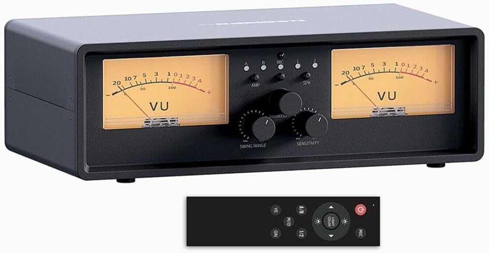 ET30 conmutador de audio analógico dual - Medidores VU dobles para nivel de señal - Selector para varias configuraciones de amplificador - Control visual para sistemas HiFi