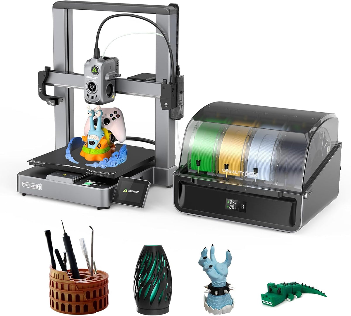 Creality Hi Combo Impresora 3D CFS Inteligente Multicolor - Velocidad 500 mm s y Nivelación Automática - Cámara y Sensor de Filamento Área 260 x 260 x 300 mm