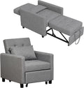 HOMCOM sofá cama individual 3 en 1 - Tapizado en algodón y poliéster gris - Respaldo ajustable en 3 niveles con almohada - Madera de eucalipto 69 x 82,5 x 84 cm