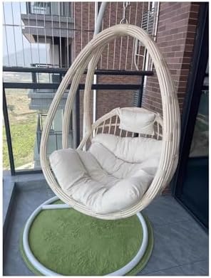 Silla oscilante de ratán - Cesta colgante para interior y exterior - Asiento decorativo de estilo ligero y elegante - Sillón cómodo para balcón jardín patio y hogar