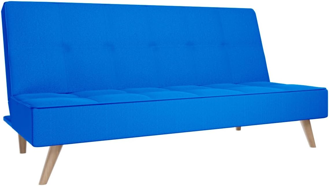 amuéblate Online Pocket sofá cama 3 plazas - Apertura clic clac tipo libro - Diseño convertible moderno en azul - 188 x 88 x 88 cm y carga máxima de 360 kg