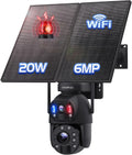 Cámara solar exterior de doble lente - Grabación continua y doble sensor PIR - Panel solar de 20 W con batería de 20000 mAh - WiFi con audio bidireccional