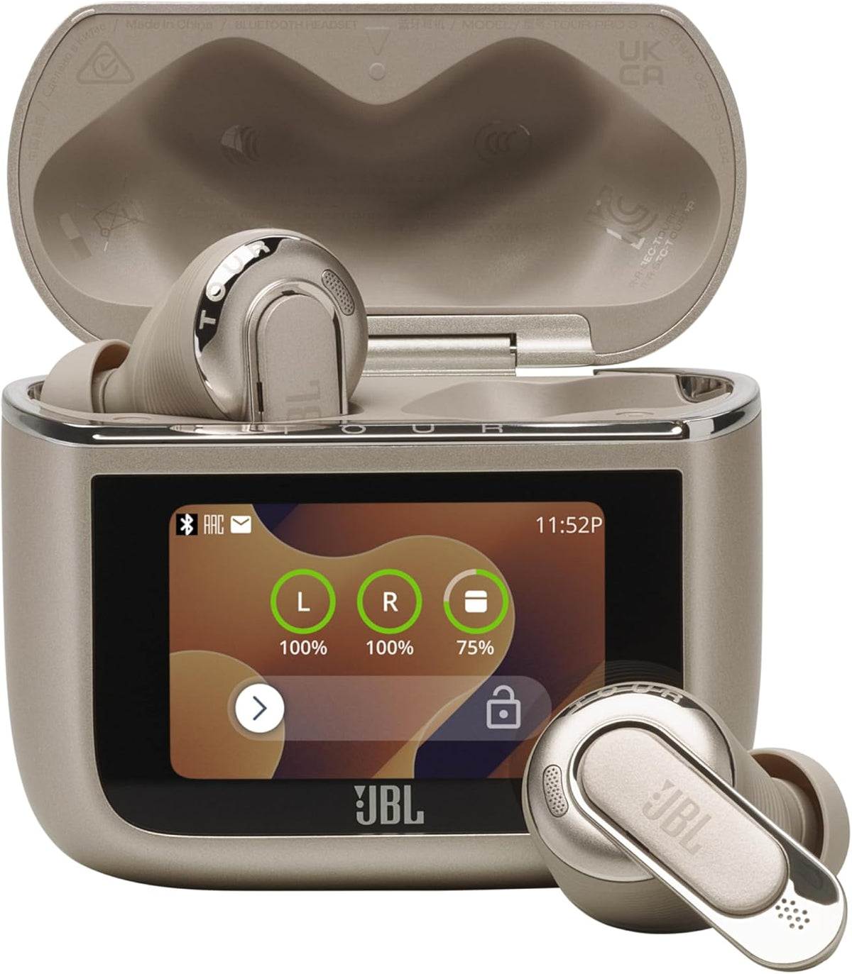 JBL Tour Pro 3 - Auriculares True Wireless intraurales color latte - Cancelación adaptativa y Spatial 360 - Estuche inteligente con hasta 40 horas