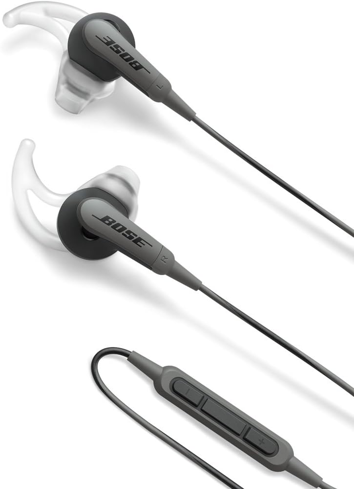 Bose SoundSport auriculares deportivos - Diseño intraural cableado para dispositivos Apple - Acabado Charcoal Black - Conector de 3.5 mm y funda de transporte
