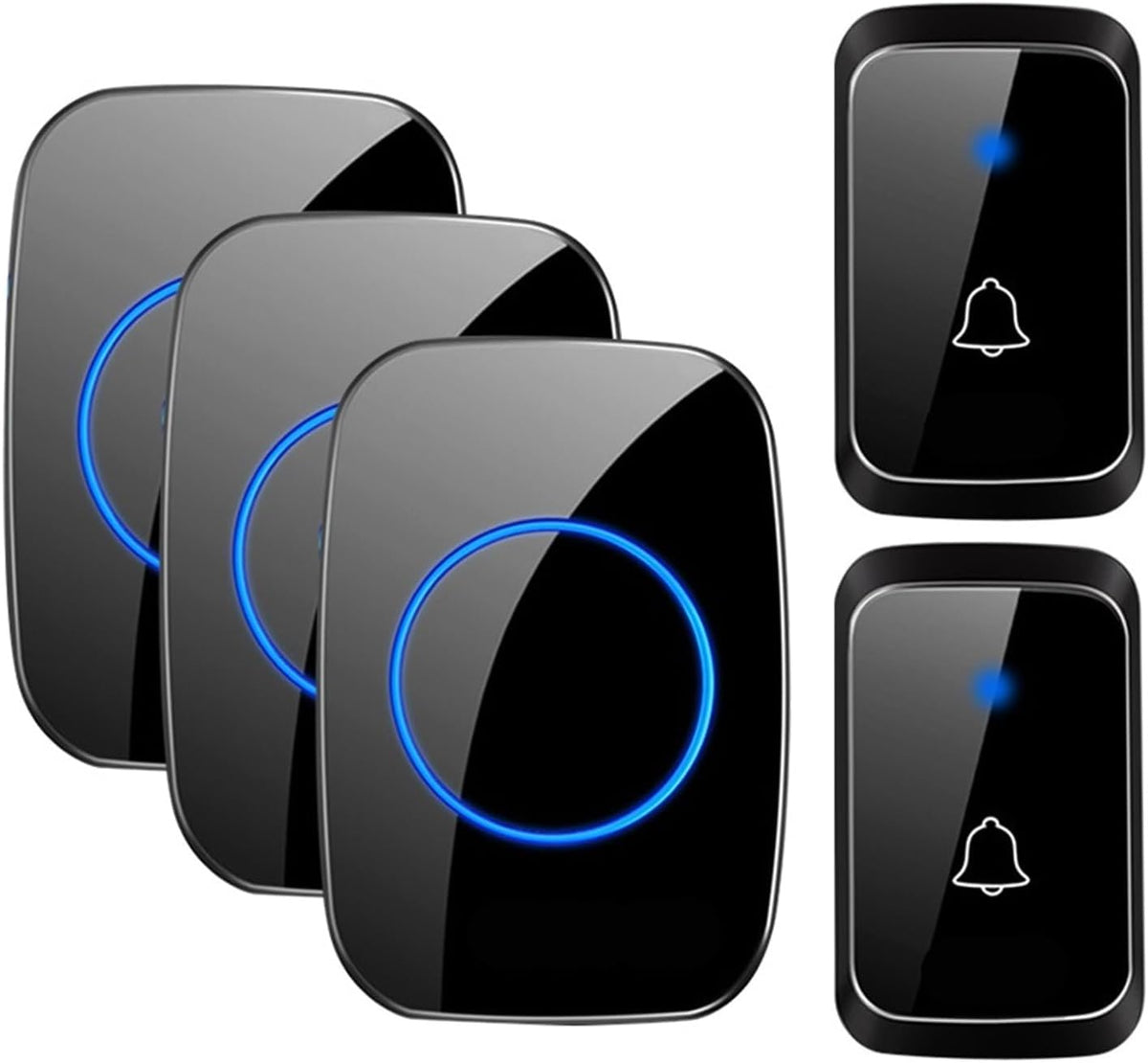 OPTEPYOE A06 timbre inalámbrico - Control remoto con alcance de hasta 300 m - Treinta y seis tonos de llamada - Alimentación por batería en acabado negro