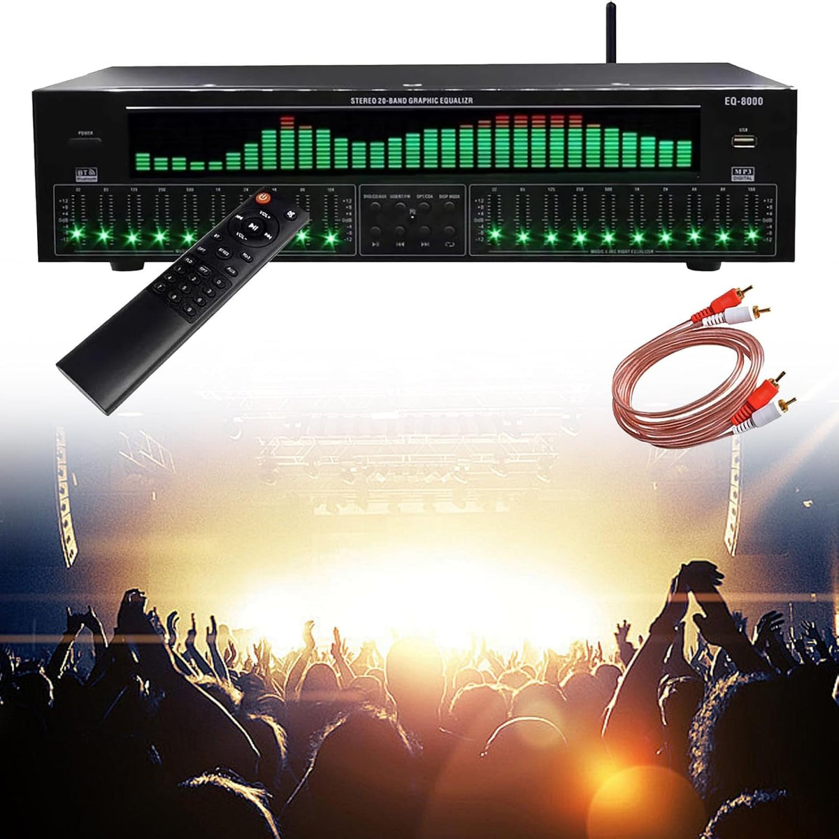 Ecualizador digital de audio 31 bandas - Ajuste dual independiente de 10 bandas - Procesamiento gráfico profesional - Para casa DJ club y estudio de grabación