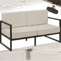 TecTake sofá de jardín de acero para 2 plazas - Sillón exterior con acolchado grueso - Pies ajustables y fundas repelentes al agua - Para terraza y jardín
