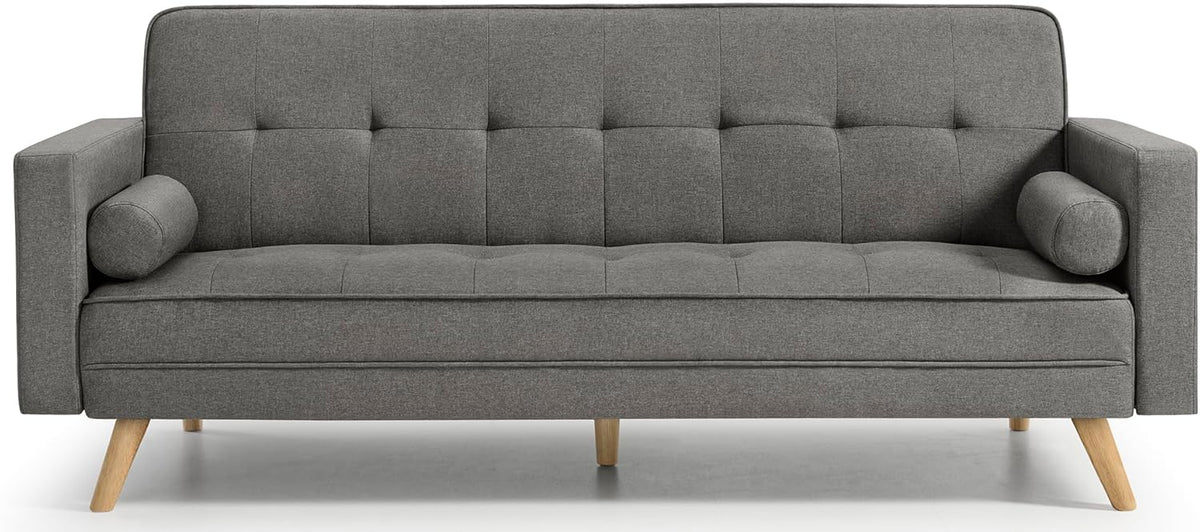 HOGAR24 ES 846 Sofá cama 3 plazas - Sistema de apertura clic clac con diseño moderno - 206 x 75 x 89 cm - Gris convertible y sin necesidad de montaje