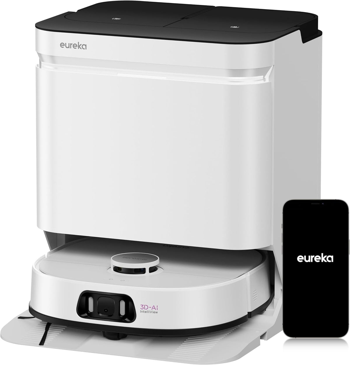 Eureka J15 Ultra - Robot aspirador y fregasuelos 19000 Pa - Mapeo con IA y cepillo lateral extensible - Agua caliente a 75 C y autovaciado