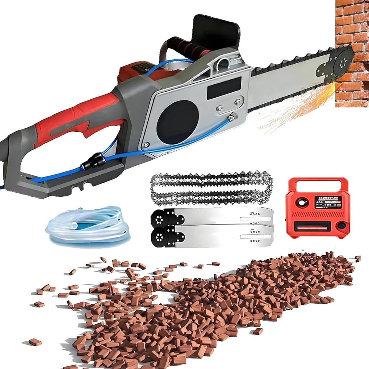 Sierra eléctrica para hormigón 48 cm - Cortadora manual para muros ladrillo granito y mármol - Sistema de agua para supresión de polvo - Ranuradora de 13 kg