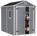 Keter 17197129 caseta de jardín 6 x 8 pies - Polipropileno gris para almacenamiento exterior - Estructura con marco metálico - Diseño resistente al agua
