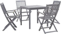 vidaXL Conjunto comedor de jardín 5 piezas - Madera maciza de acacia con mesa y sillones - Mobiliario exterior para patio y terraza - Gris elegante sin necesidad de montaje