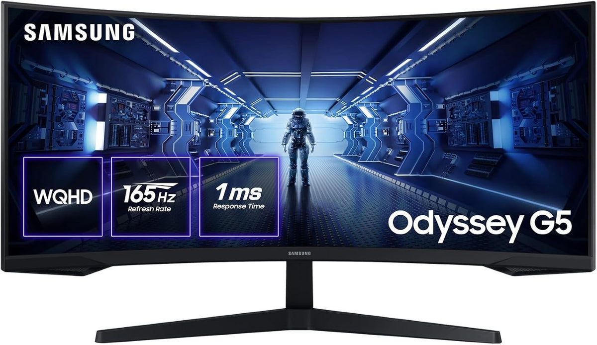 Monitor gaming curvo Samsung Odyssey G55T de 34 pulgadas - resolución Ultra WQHD 3440 x 1440 - curvatura 1000R y frecuencia de 165 Hz - FreeSync Premium HDR y 1 ms