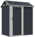 vidaXL Caseta de jardín antracita - Acero galvanizado con estructura resistente al agua - Cobertizo de 237 cm de alto - Base de acero para almacenamiento exterior