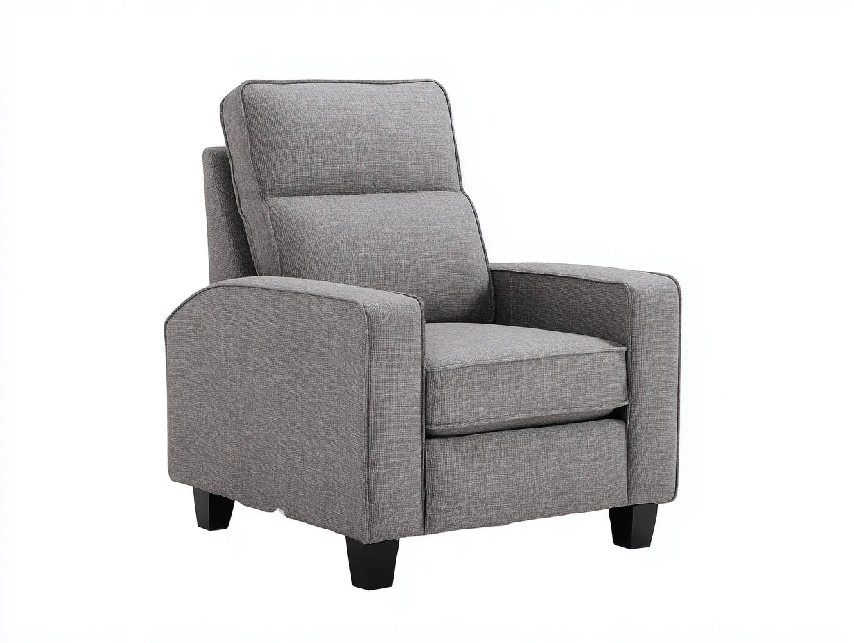 Sillón tapizado 92x87x99 cm - gris y negro - brazos cuadrados para salón