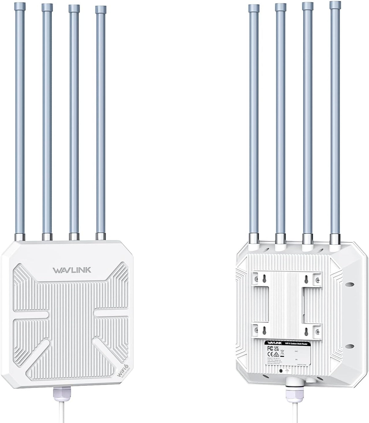 Punto de acceso exterior WAVLINK AX3000 - WiFi 6 Mesh de doble banda 2,4 y 5 GHz - 4 antenas de 8 dBi y alimentación PoE - protección IP67 para largo alcance