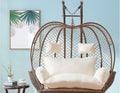 Silla colgante doble de ratán - Cesta nido de huevo para 2 personas - Poliéster y ratán con asiento extraíble - Sillón para patio jardín y relajación exterior