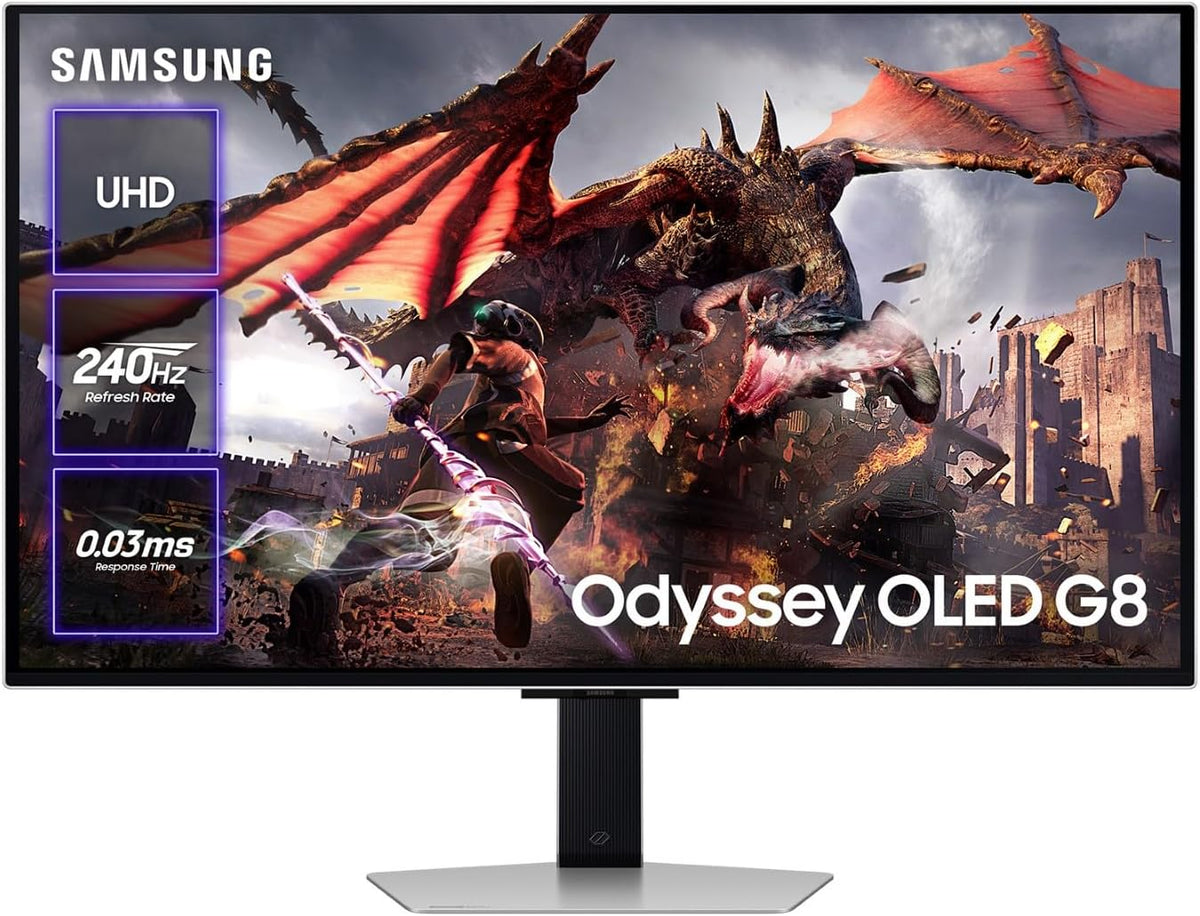 Monitor gaming Samsung Odyssey OLED G8 de 32 pulgadas - resolución 4K UHD 3840 x 2160 - 240 Hz y respuesta de 0,03 ms - FreeSync Pro G Sync y protección OLED