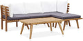 vidaXL Conjunto de jardín 5 piezas - Madera maciza de acacia con sofás y mesa de comedor exterior - Diseño de salón para terraza y jardín - Madera clara de estilo rústico