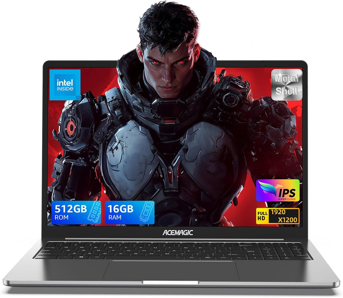 ACEMAGIC AX16PRO Portátil 16 pulgadas - Intel N97 hasta 3,6 GHz con 16 GB DDR4 - SSD de 512 GB ampliable hasta 2 TB y pantalla 1920 x 1200 - HDMI USB C y diseño metálico gris