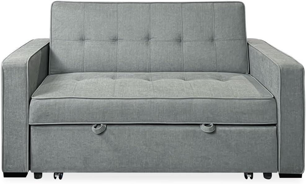 amuéblate online Lite sofá cama 2 plazas - Diseño moderno con reposabrazos - Asiento de 52 cm y carga máxima de 240 kg - Gris 167 x 90 x 96,5 cm