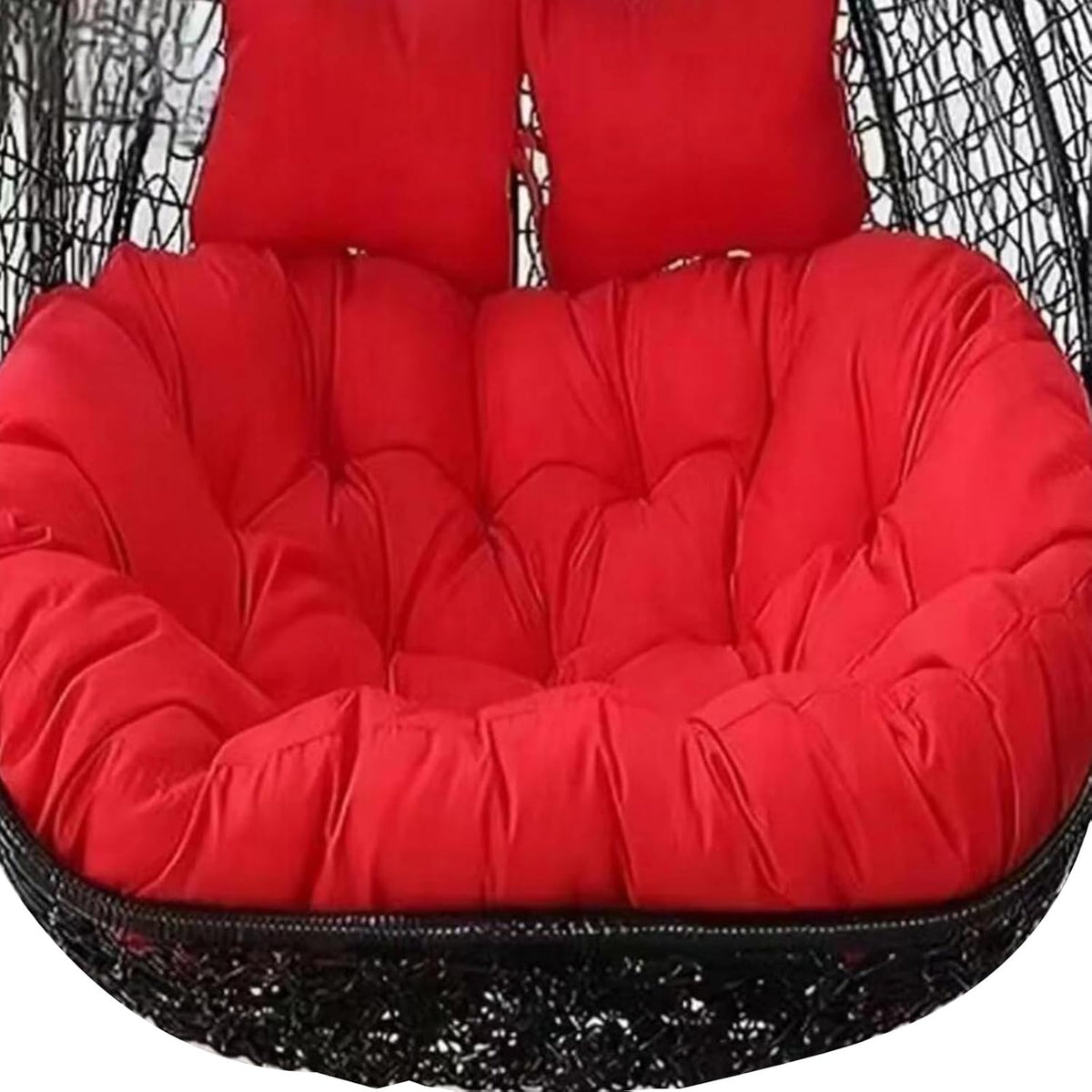 Generic - Silla colgante doble 59 x 43 pulgadas - Cesta de huevo para 2 personas - Cojín rojo para patio jardín y exterior