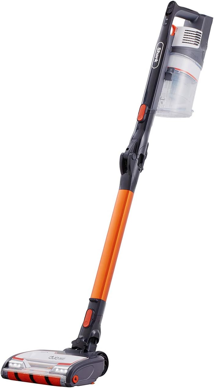 Aspiradora sin cable Shark IZ201EU - tecnología Anti Hair Wrap y sistema DuoClean - tubo flexible Flexology para zonas bajas - batería de 25,2 V y acabado naranja