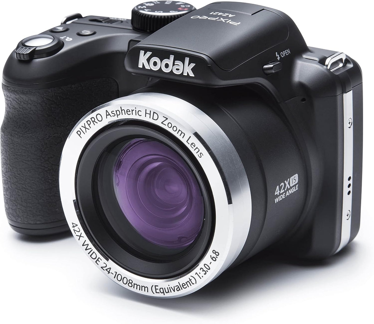KODAK PIXPRO AZ421 cámara bridge - Sensor CCD de 16 MP y formato de vídeo MOV - Zoom óptico de 42 aumentos hasta 1008 mm - Estabilización de imagen color negro