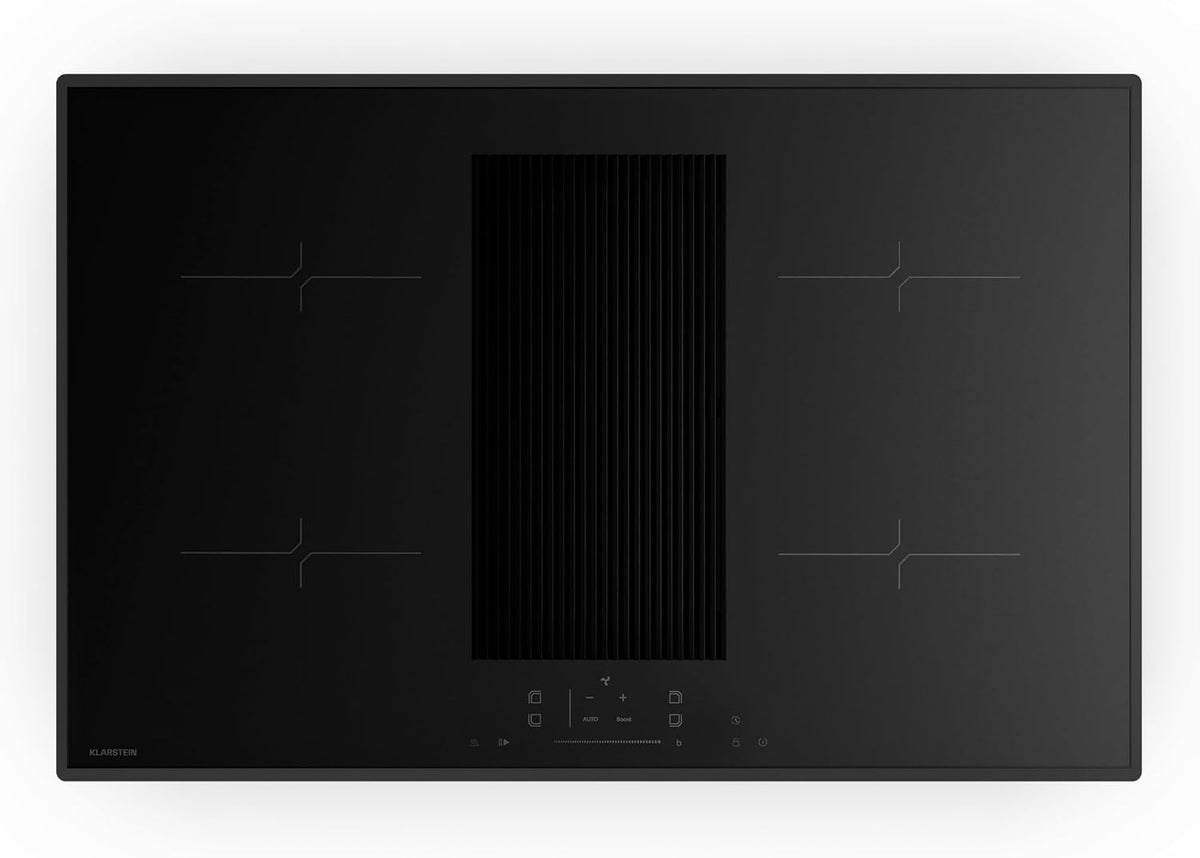 Placa de inducción Klarstein Velaire - ancho de 80 cm con extractor integrado - 4 zonas y potencia Boost de 8400 W - temporizador y bloqueo infantil
