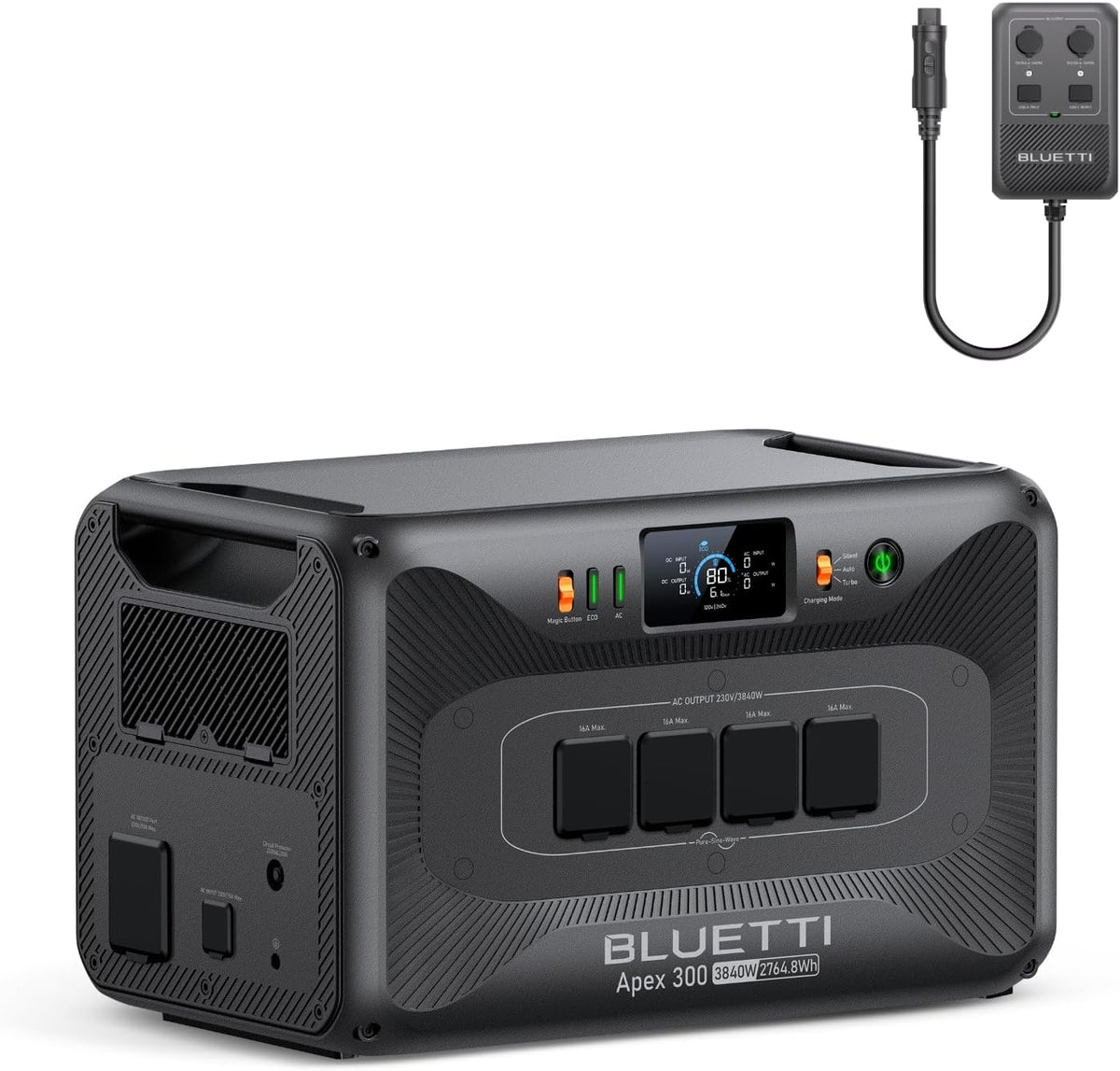 BLUETTI Apex 300 con HUB D1 generador solar - Batería LFP de 2764,8 Wh y 4 salidas CA de 3840 W - Pico de 7680 W - Puerto Anderson 50 A para camping y autocaravana