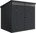 Wasabi Terra Caseta de resina 4,57 m2 - 238 x 192 x 215 cm antracita - Estructura reforzada de aluminio y PVC - Tragaluz 360 con policarbonato y protección UV