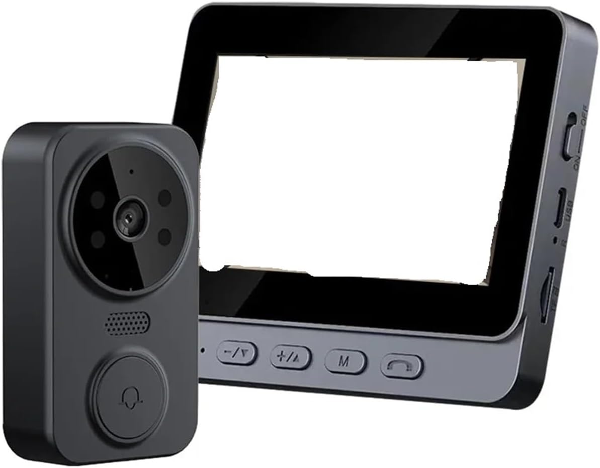 Videoportero OPTEPYOE 2.4G - pantalla IPS de 4,3 pulgadas y cámara de 1024p - intercomunicador bidireccional - acabado negro con Bluetooth